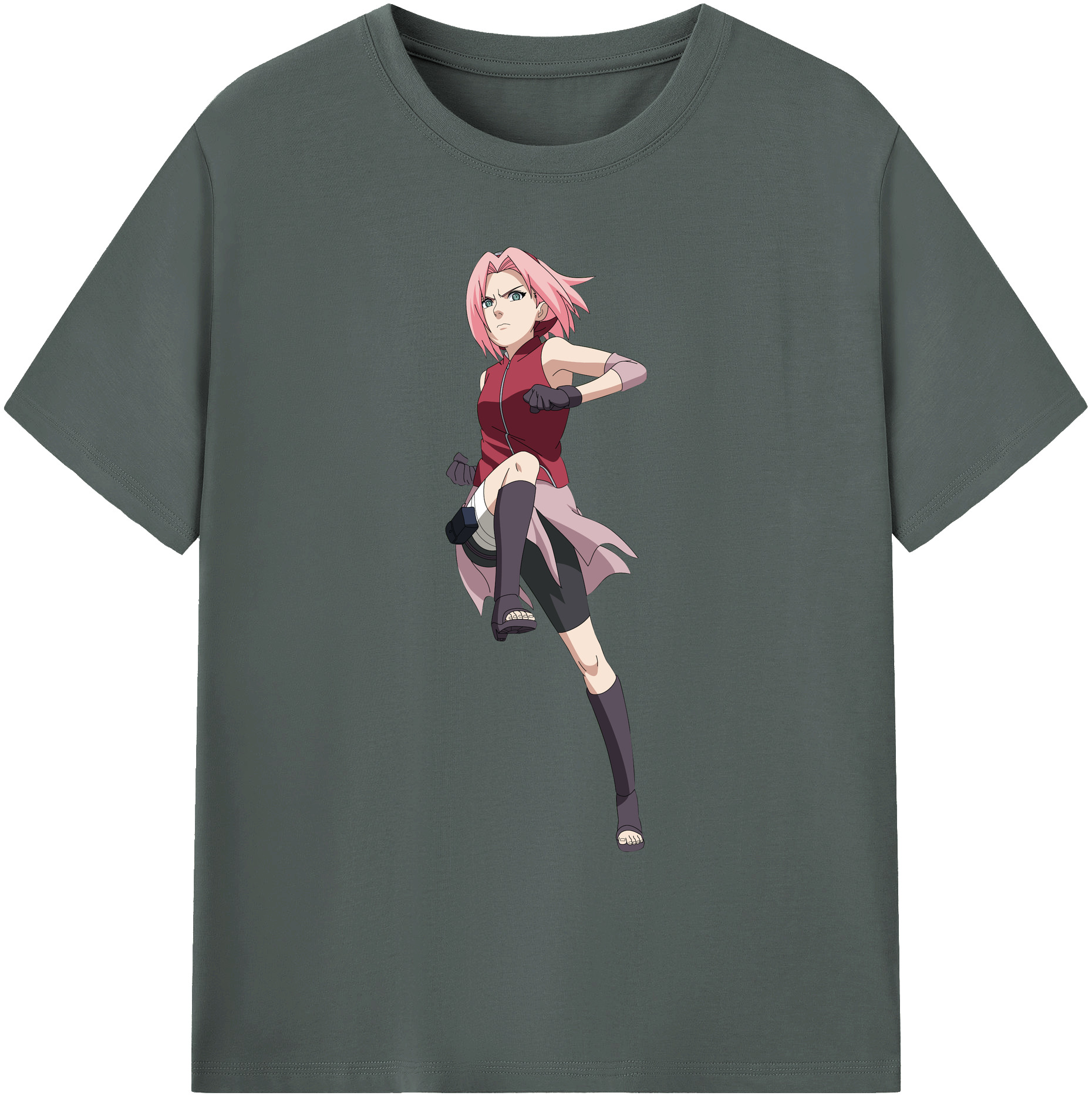 （画像用） NARUTO -ナルト- 春野サクラ Haruno Sakura 綿100％ メンズ半袖Tシャツ｜肌触りやわらか＆通気性